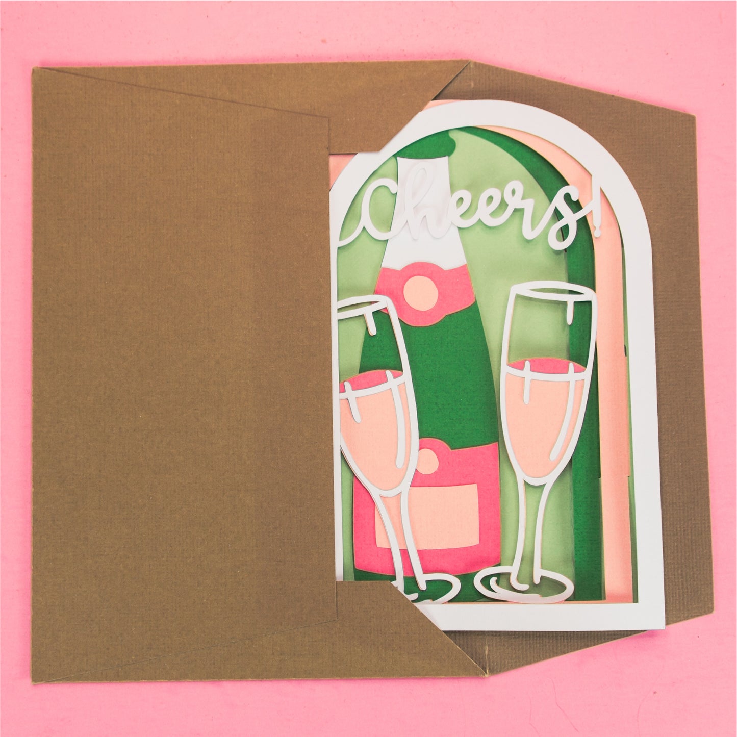 Cheers! Champagne Flutes Card - 3D Celebration Card SVG