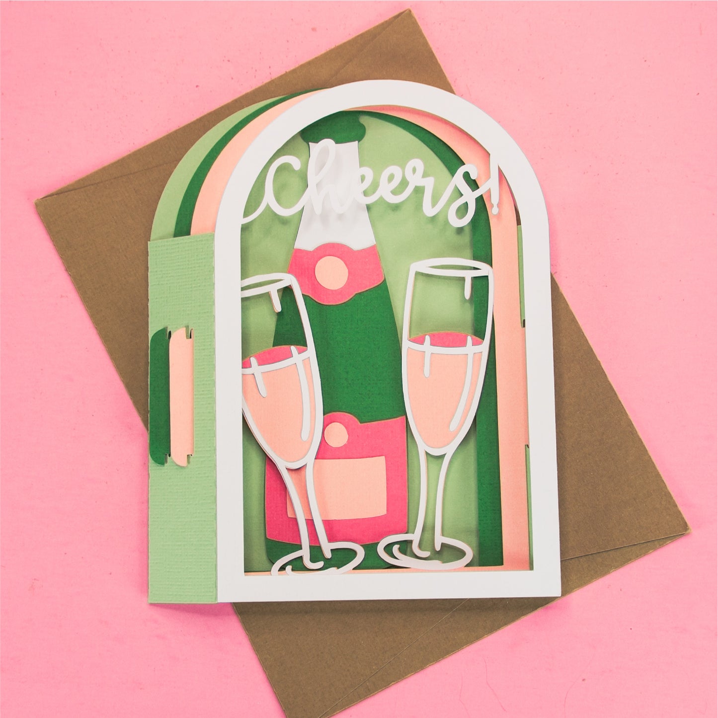 Cheers! Champagne Flutes Card - 3D Celebration Card SVG