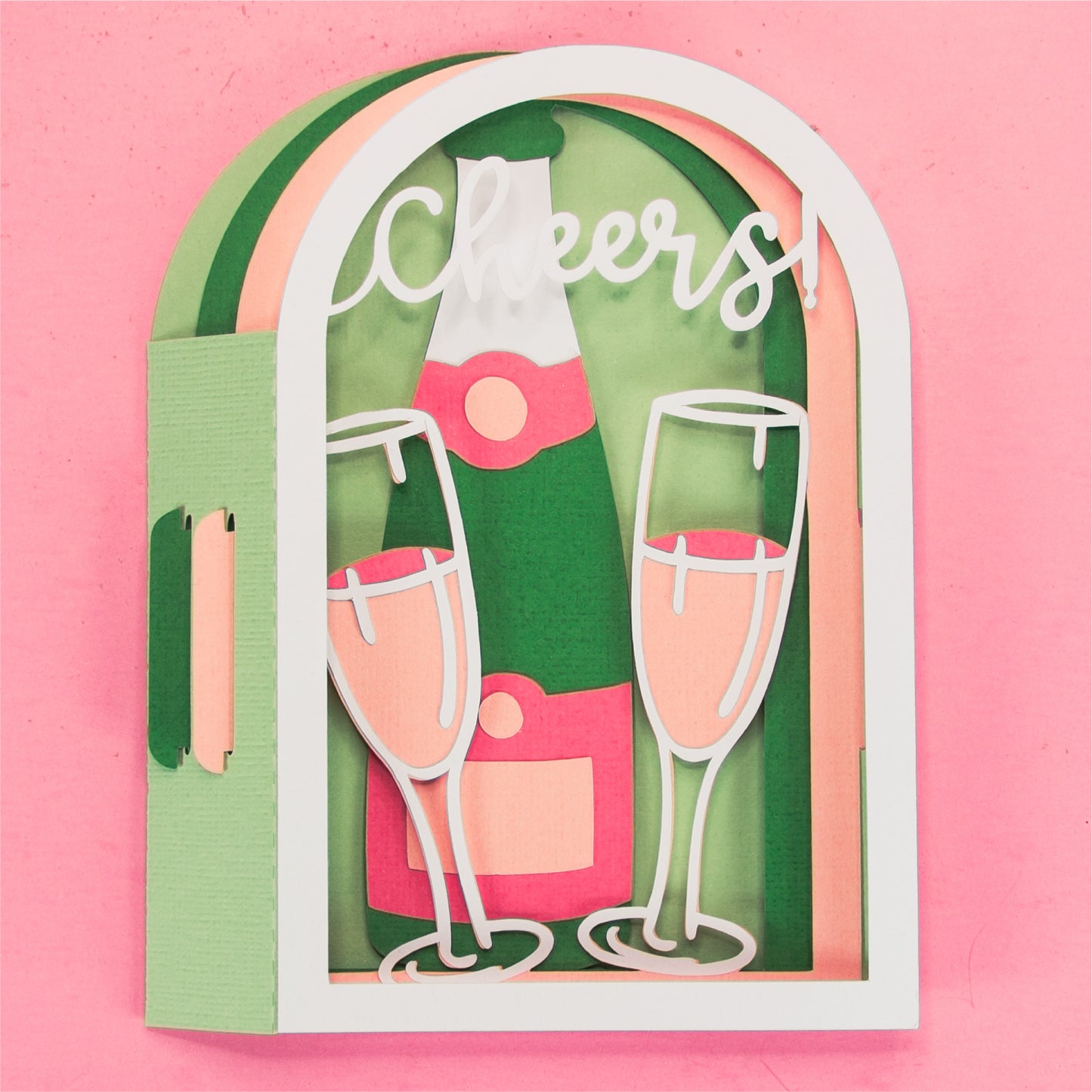 Cheers! Champagne Flutes Card - 3D Celebration Card SVG