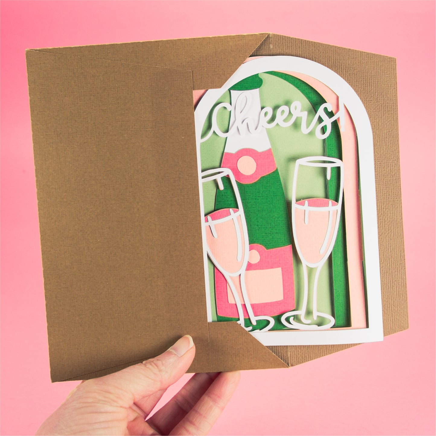 Cheers! Champagne Flutes Card - 3D Celebration Card SVG