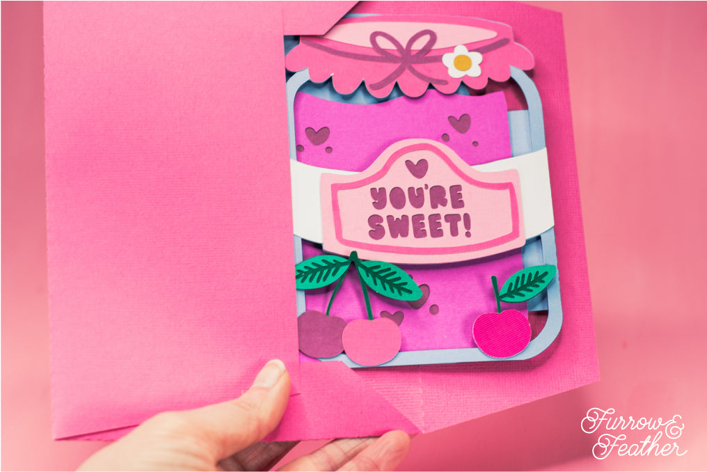 You're Sweet! - Cherry Jam Jar SVG - Birthday Card SVG