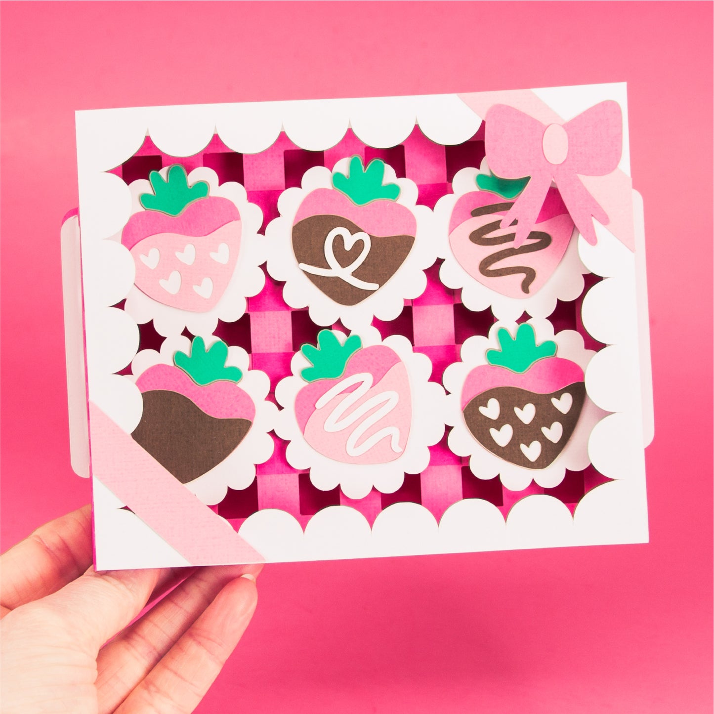 Chocolate Covered Strawberries Card - 3D Valentine's Day Card SVG