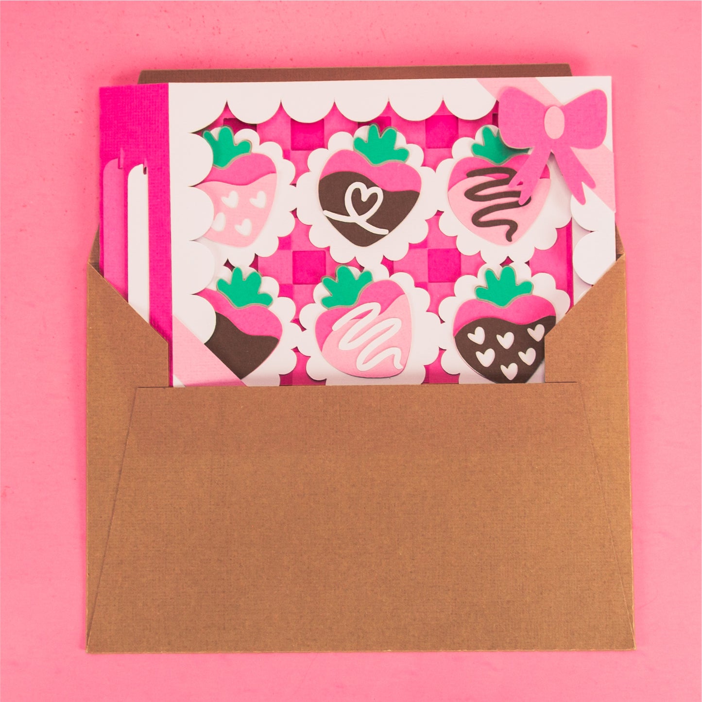 Chocolate Covered Strawberries Card - 3D Valentine's Day Card SVG