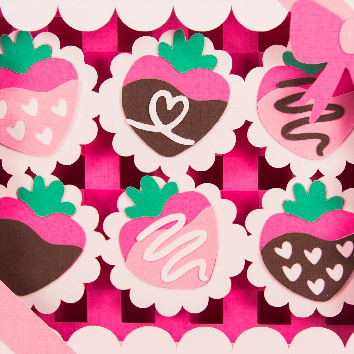 Chocolate Covered Strawberries Card - 3D Valentine's Day Card SVG