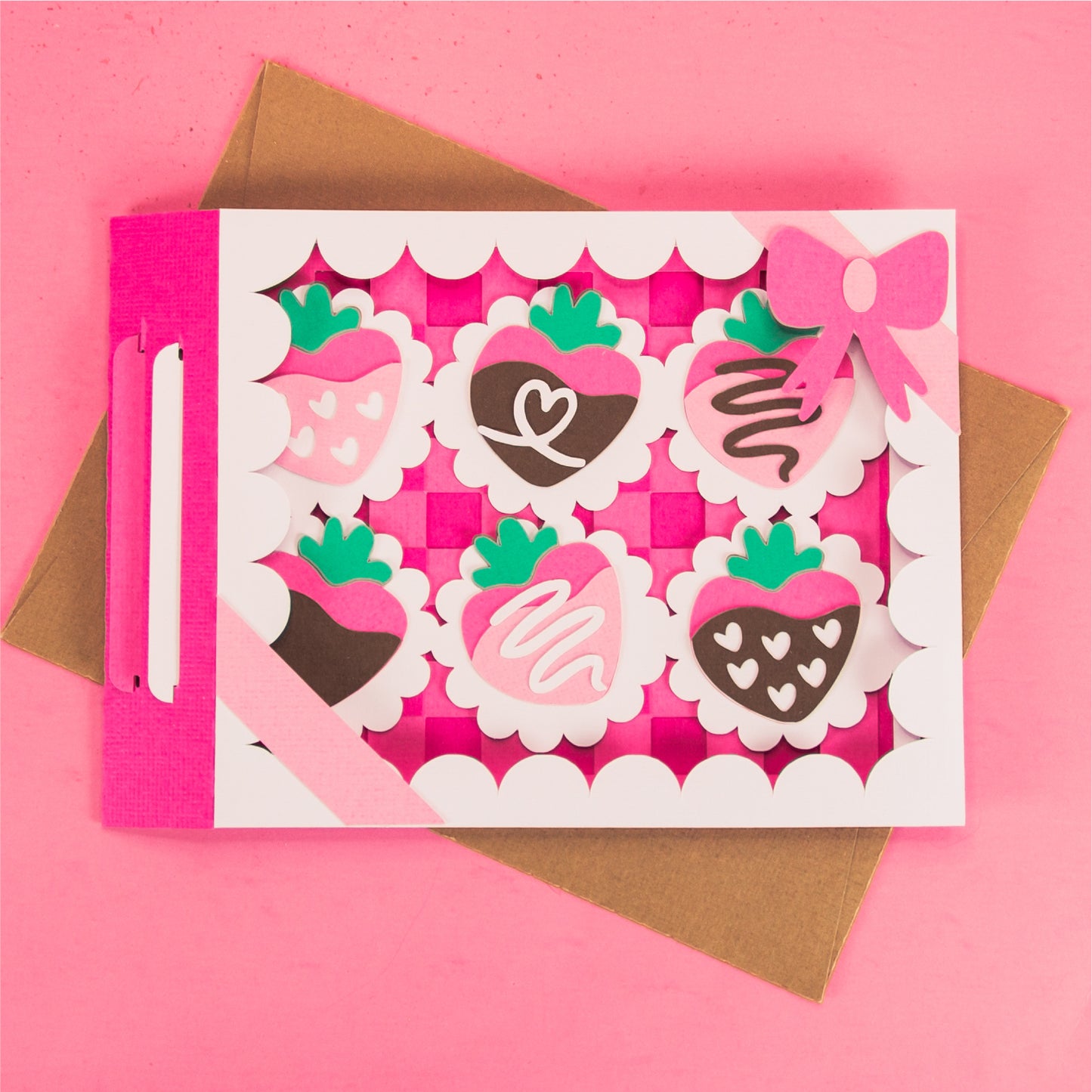 Chocolate Covered Strawberries Card - 3D Valentine's Day Card SVG