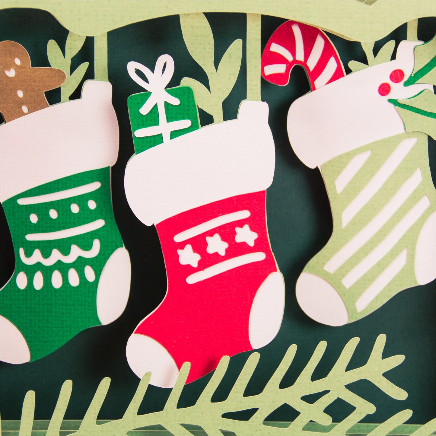 Christmas Stockings Card - 3D Christmas Card SVG