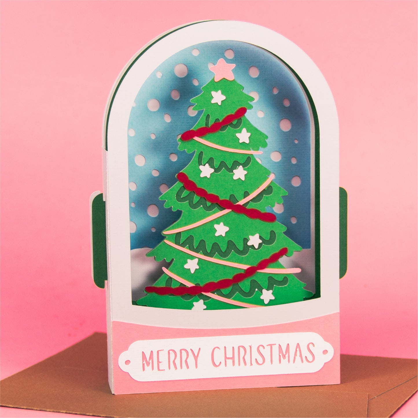 Christmas Tree Snowglobe Card - 3D Christmas Card SVG