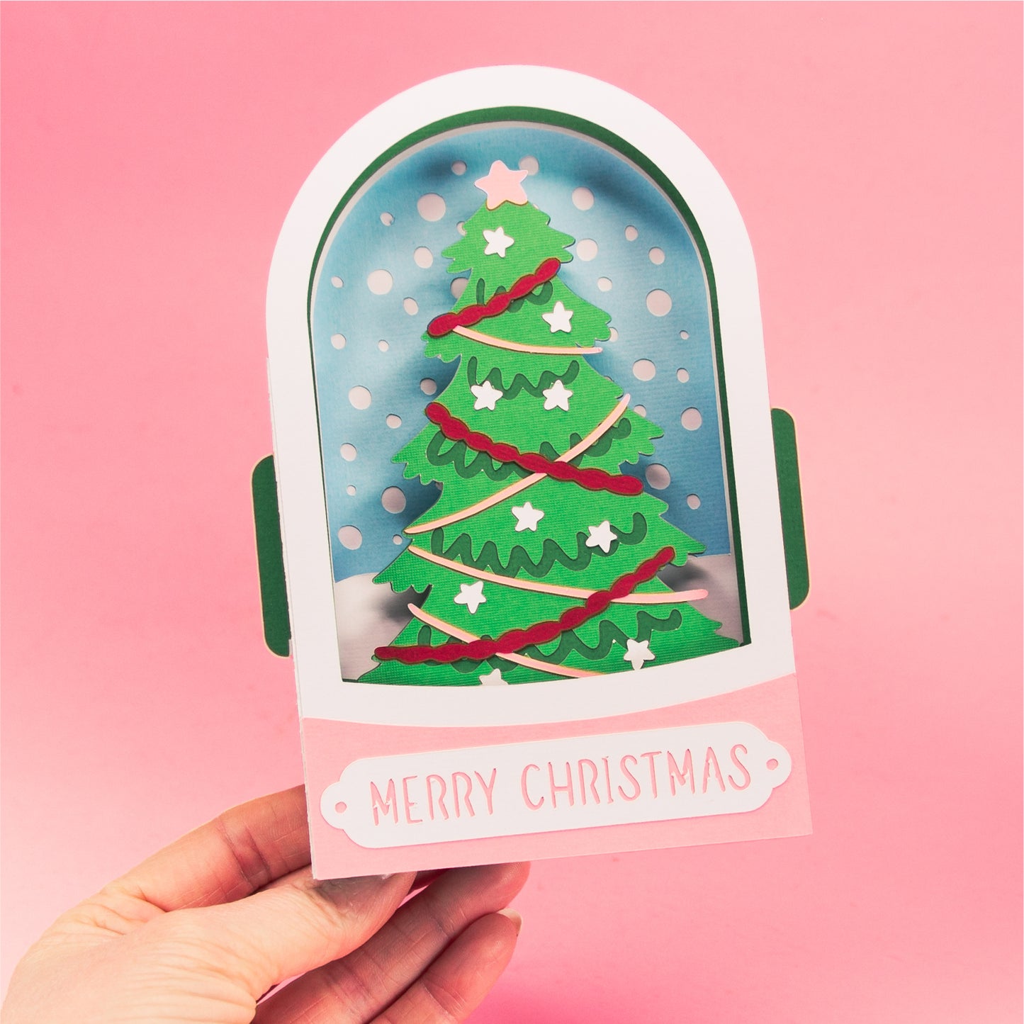 Christmas Tree Snowglobe Card - 3D Christmas Card SVG