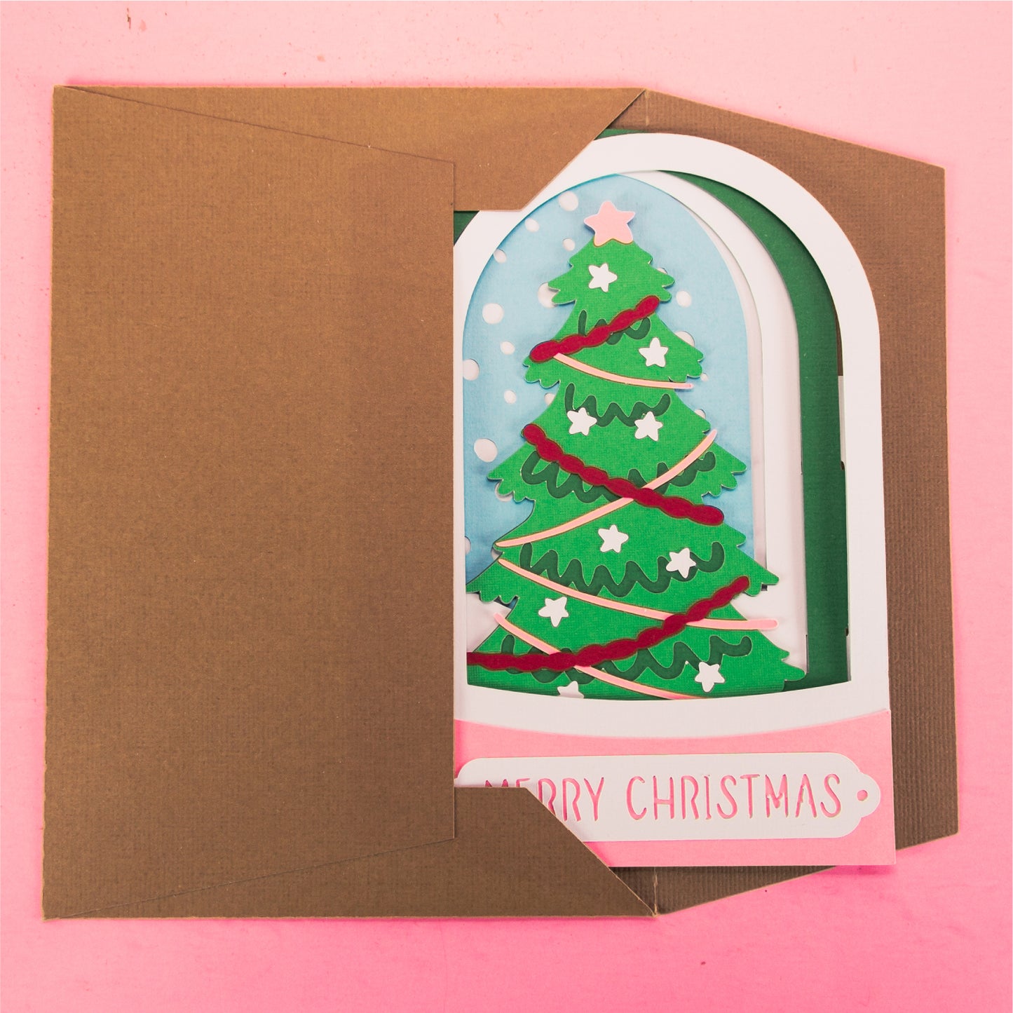 Christmas Tree Snowglobe Card - 3D Christmas Card SVG