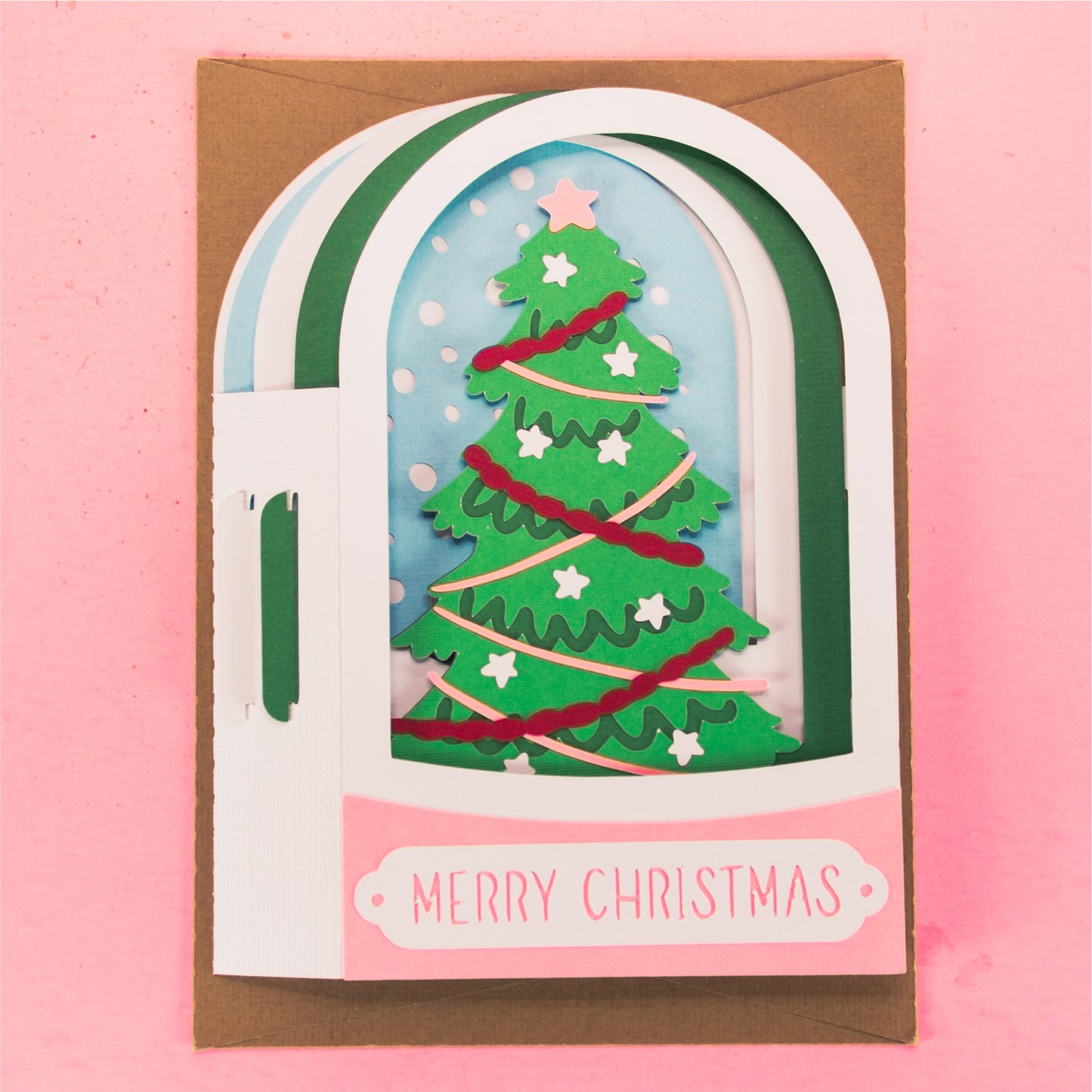 Christmas Tree Snowglobe Card - 3D Christmas Card SVG