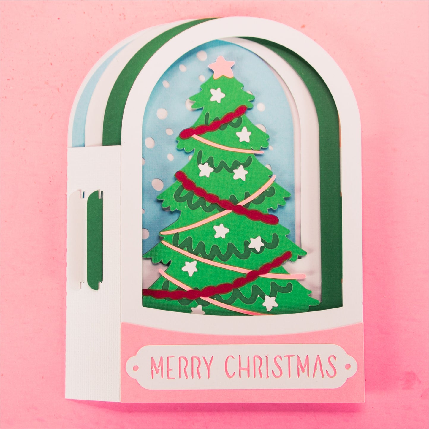 Christmas Tree Snowglobe Card - 3D Christmas Card SVG