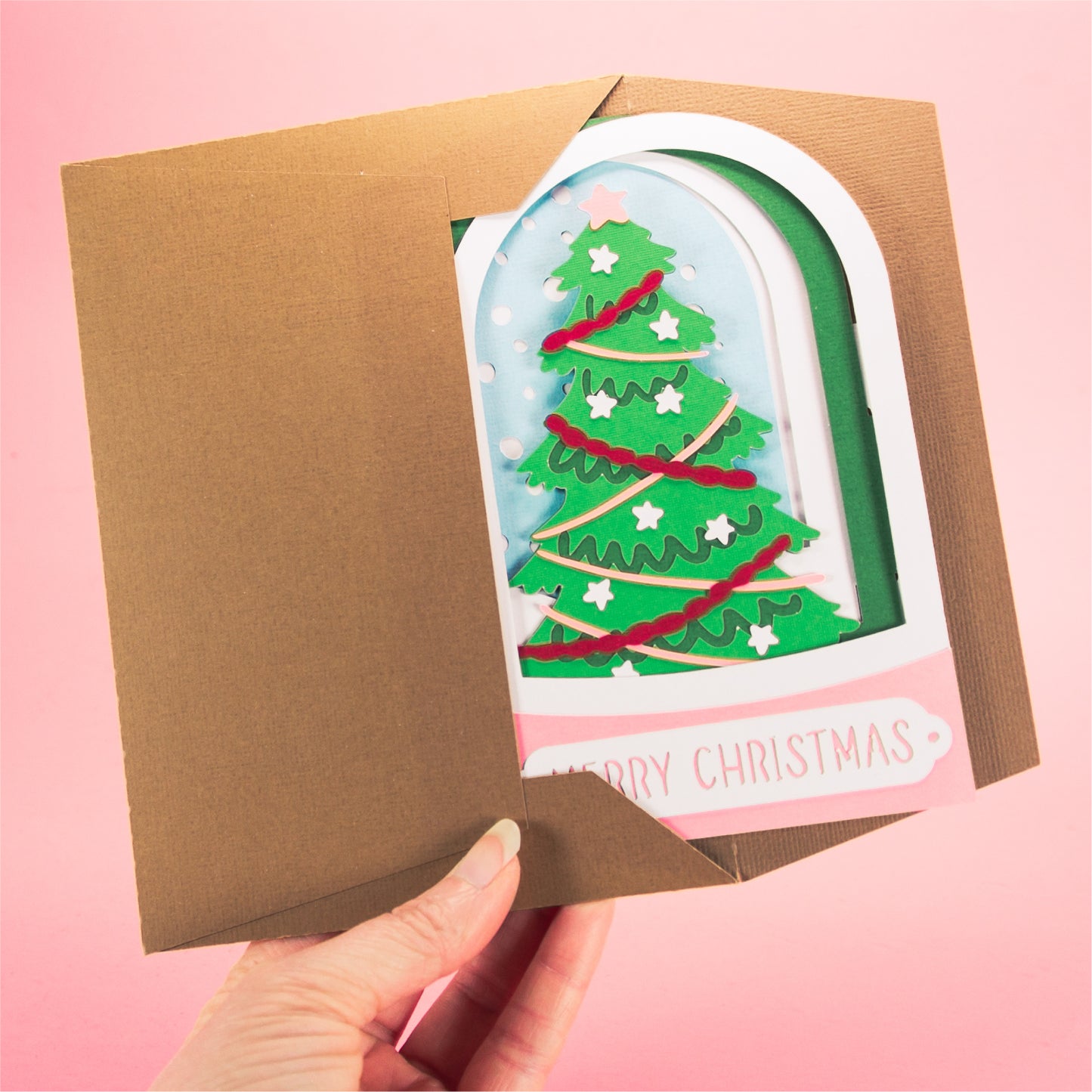 Christmas Tree Snowglobe Card - 3D Christmas Card SVG