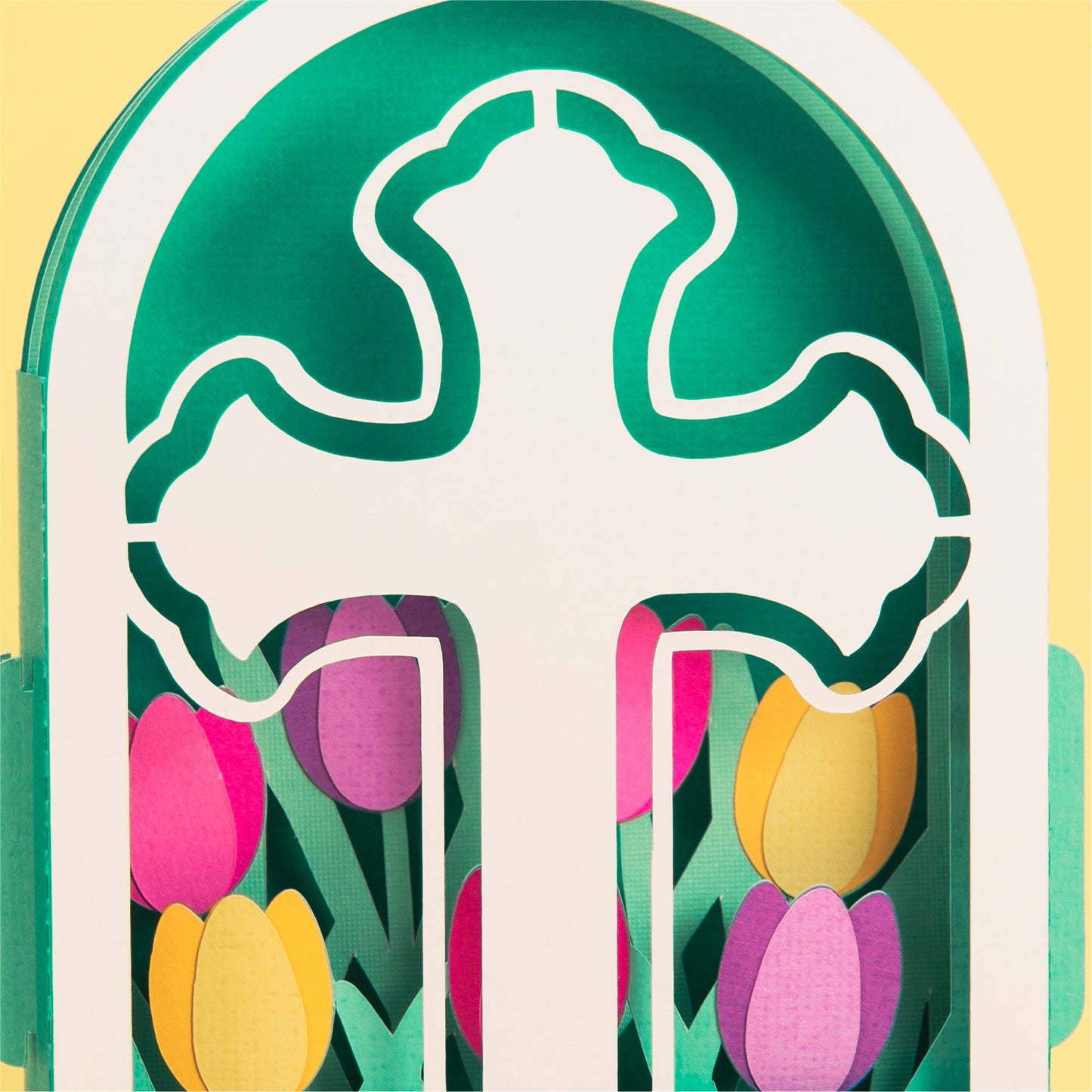 Easter Cross in Tulips Card - 3D Easter Card SVG
