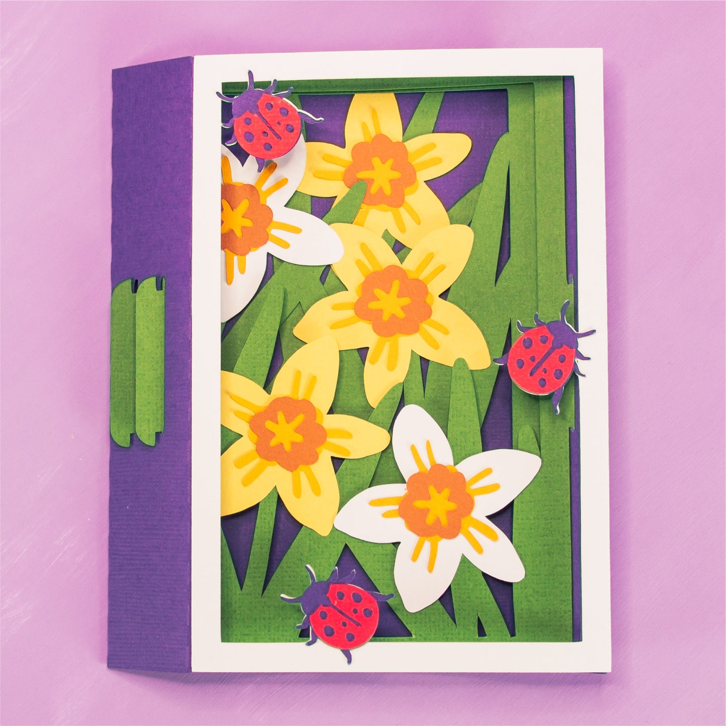 Daffodils with Ladybugs Card - 3D Card SVG