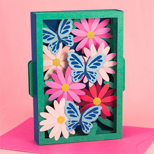 Daisies and Butterflies Card - 3D Card SVG