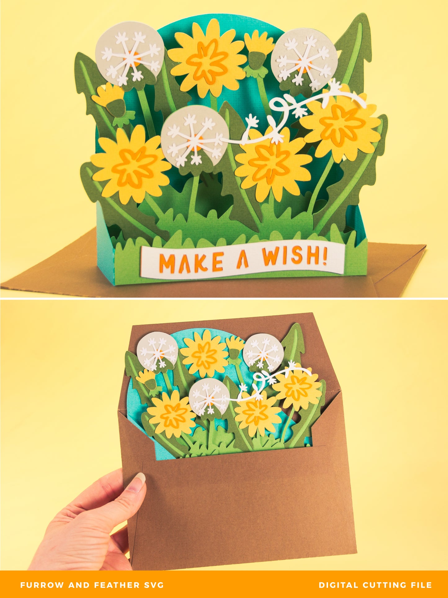 Dandelion Make a Wish! Card - 3D Birthday Card SVG