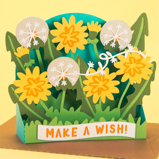 Dandelion Make a Wish! Card - 3D Birthday Card SVG