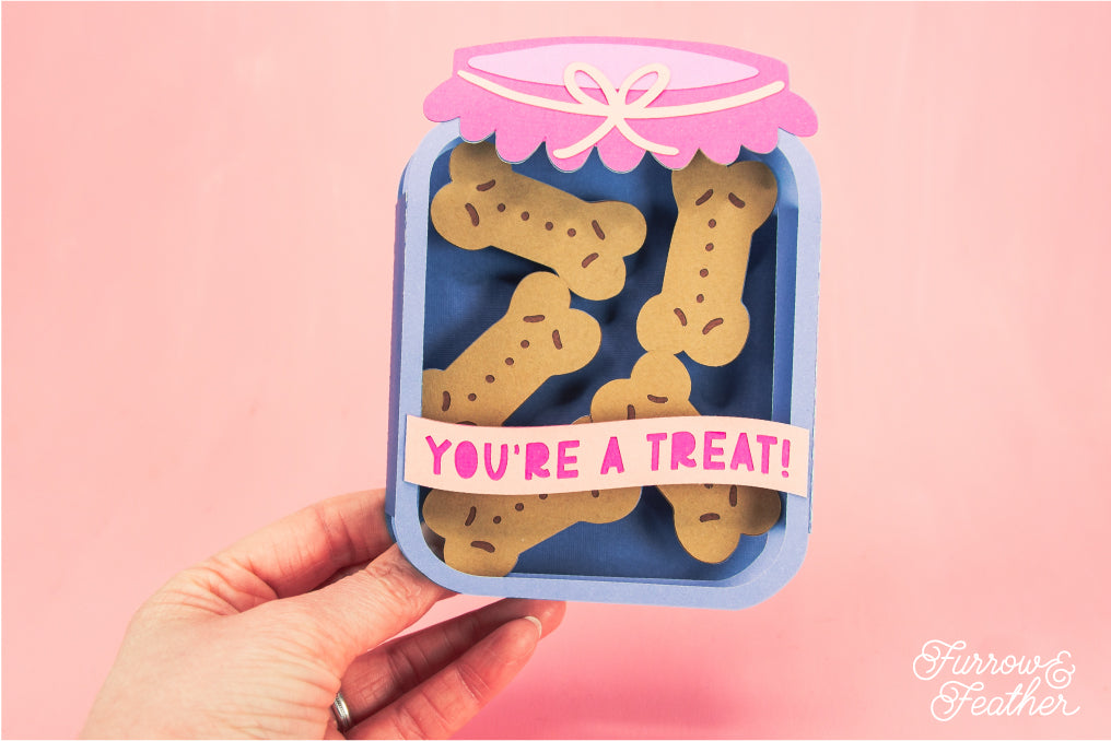 You're a Treat! - Dog Treat Jar Card SVG - Birthday Card SVG