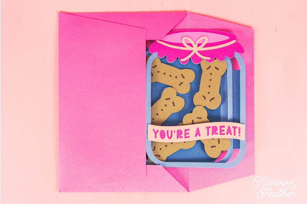 You're a Treat! - Dog Treat Jar Card SVG - Birthday Card SVG