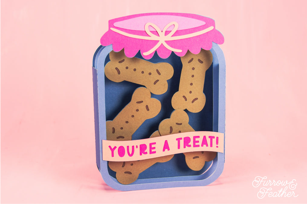 You're a Treat! - Dog Treat Jar Card SVG - Birthday Card SVG