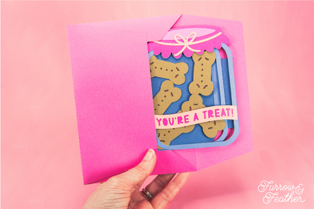 You're a Treat! - Dog Treat Jar Card SVG - Birthday Card SVG