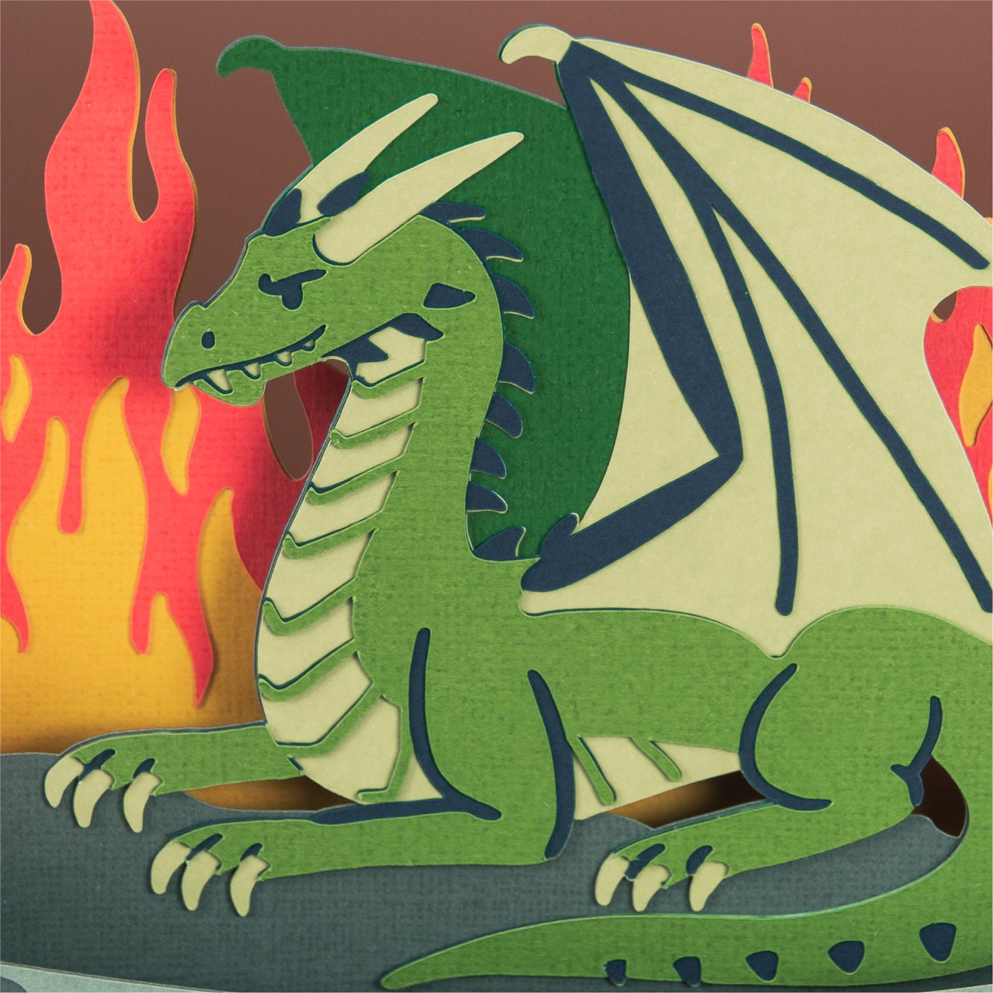 Dragon with Flames Card - 3D Card SVG