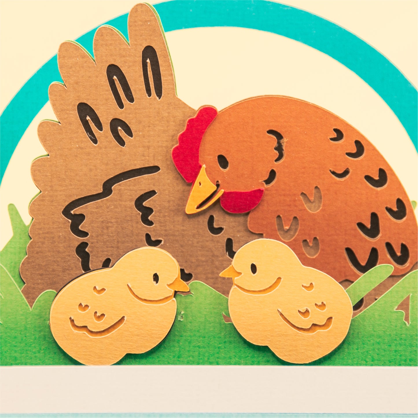 Hen & Chicks Easter Basket Card - 3D Easter Card SVG
