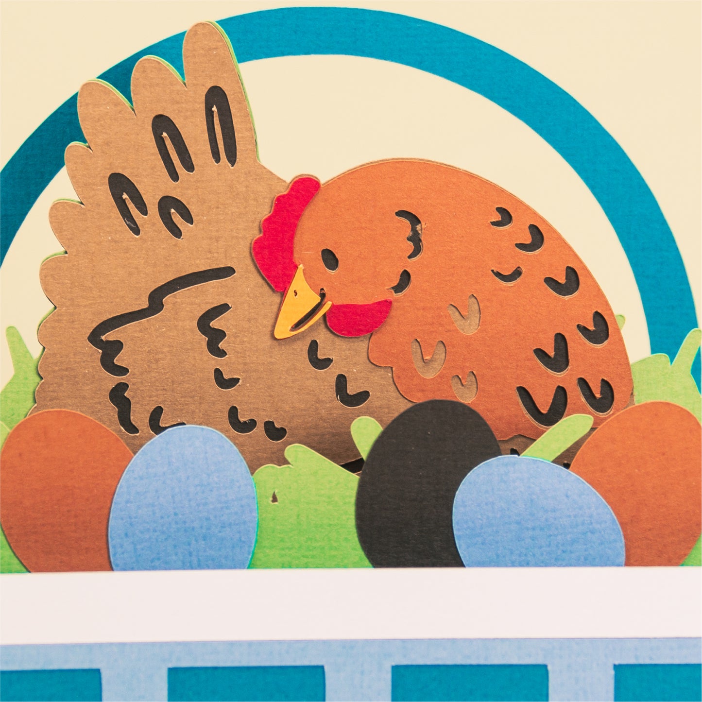 Hen & Eggs Easter Basket Card - 3D Easter Card SVG