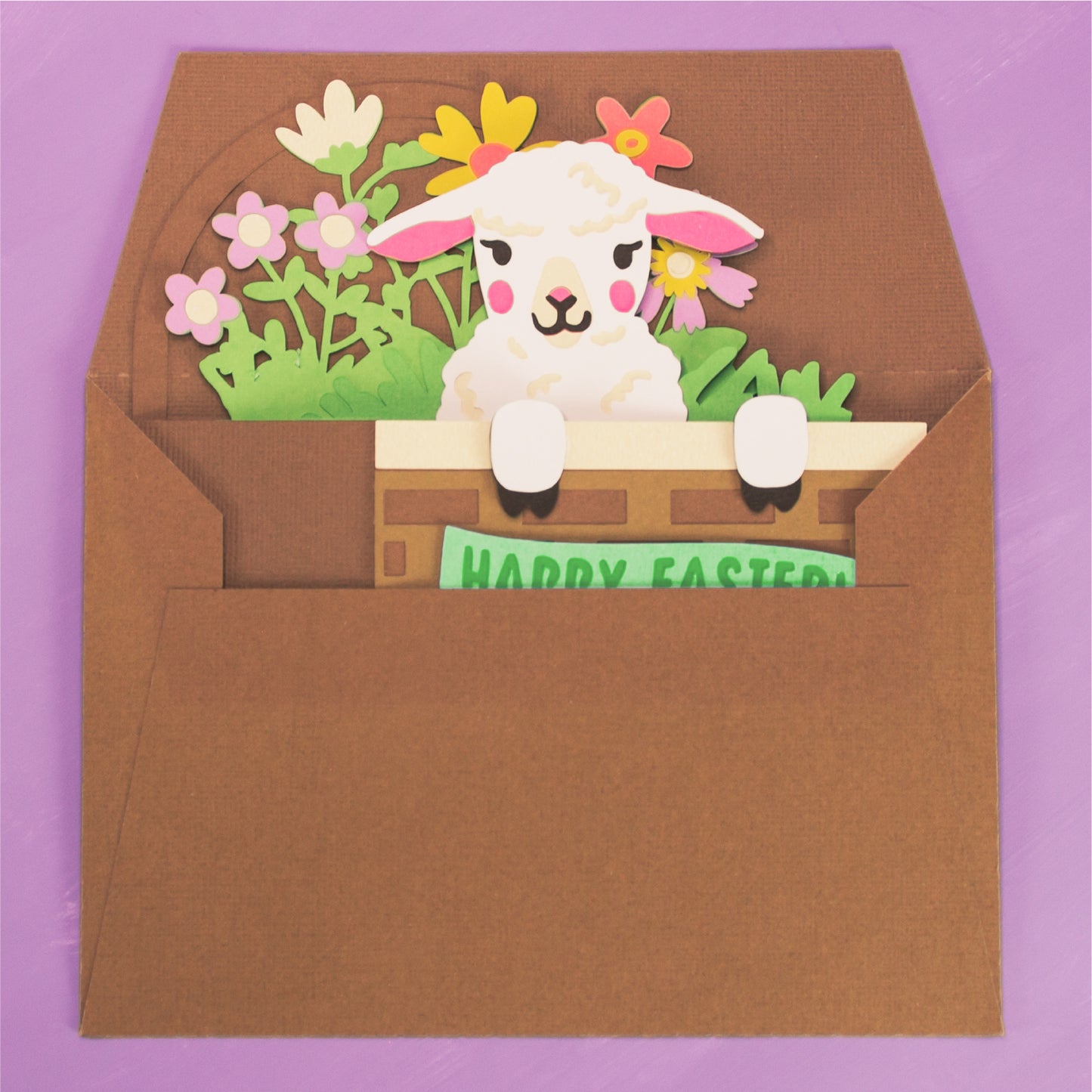Lamb Easter Basket Card - 3D Easter Card SVG