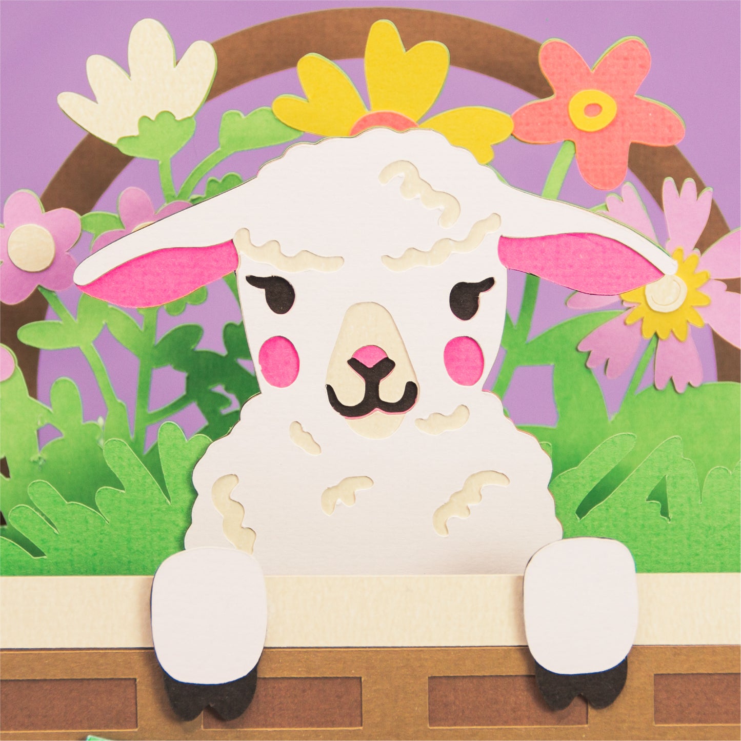 Lamb Easter Basket Card - 3D Easter Card SVG