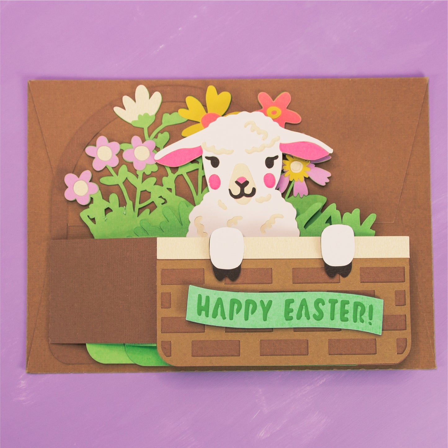 Lamb Easter Basket Card - 3D Easter Card SVG
