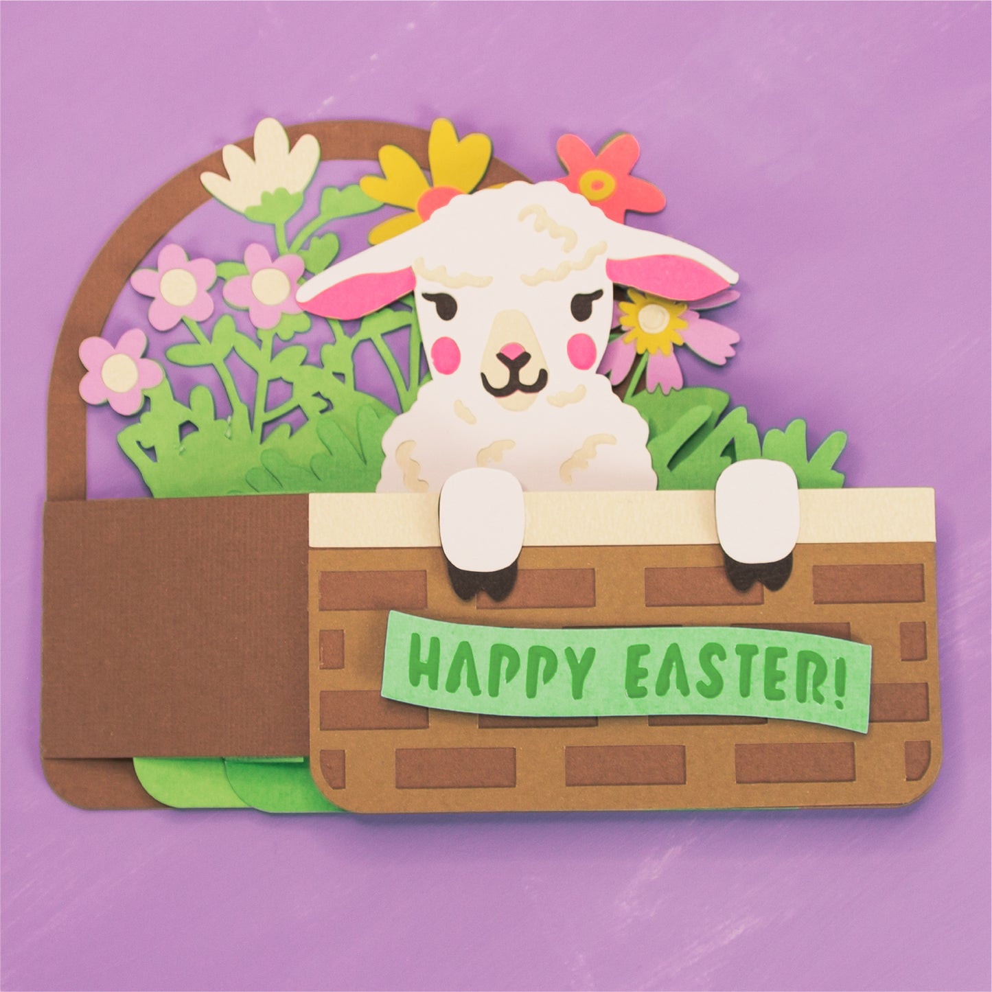 Lamb Easter Basket Card - 3D Easter Card SVG