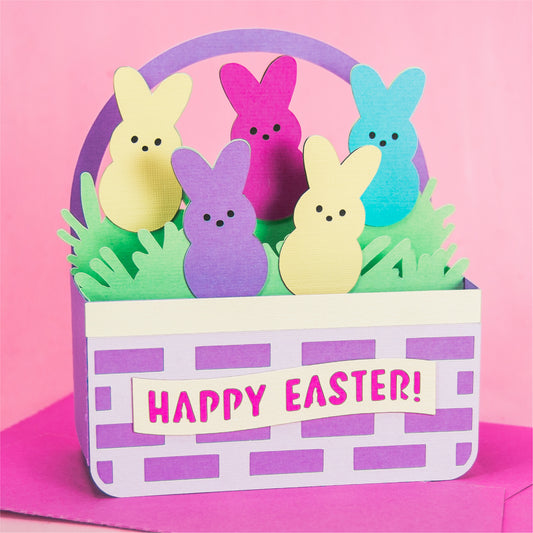 Easter Basket with Peeps Card - 3D Easter Card SVG