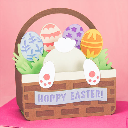 Easter Bunny Bum in Basket Card - Easter Card SVG