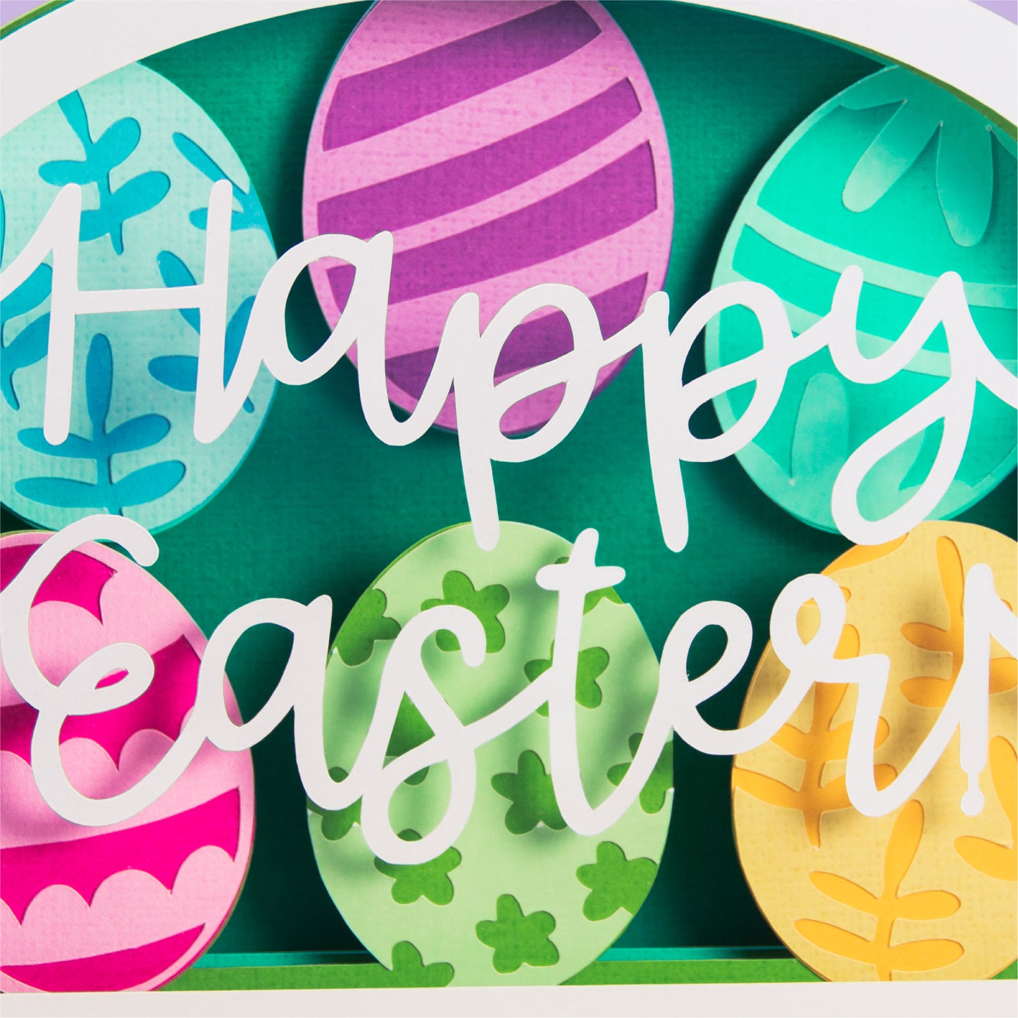 Easter Eggs Happy Easter Card - Shadowbox Card SVG