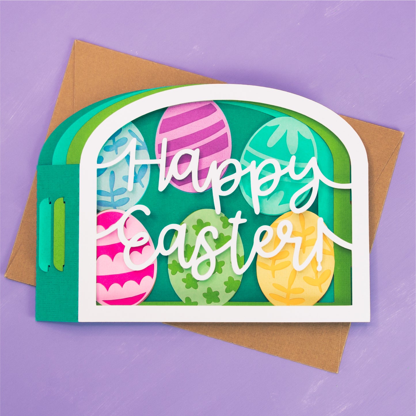 Easter Eggs Happy Easter Card - Shadowbox Card SVG