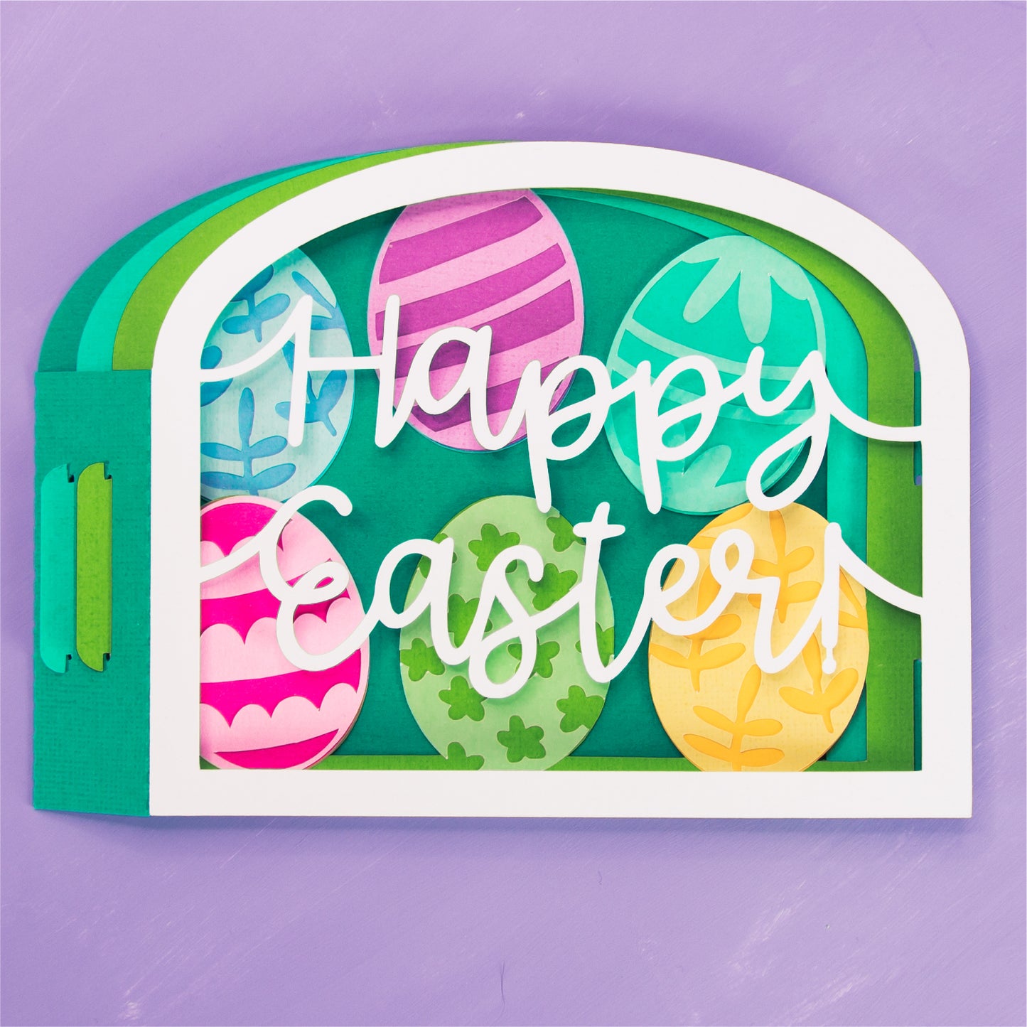 Easter Eggs Happy Easter Card - Shadowbox Card SVG