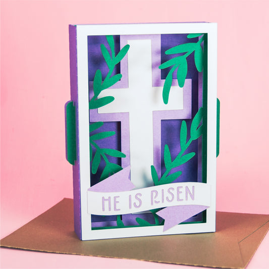 He is Risen - Religious Easter Card SVG