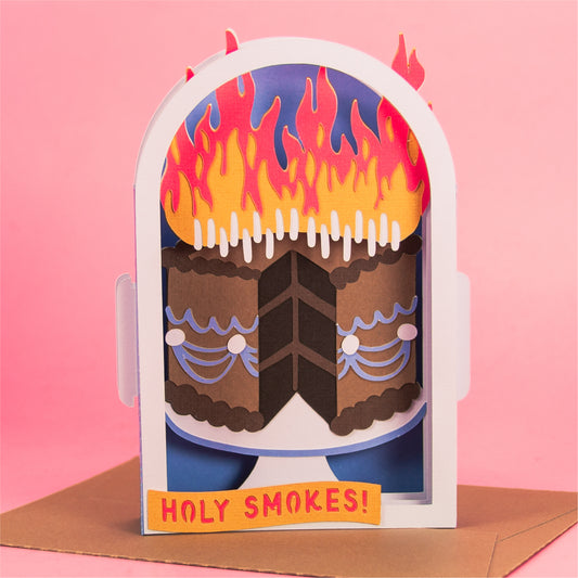 Funny Flaming Birthday Cake Card - 3D Birthday Card SVG