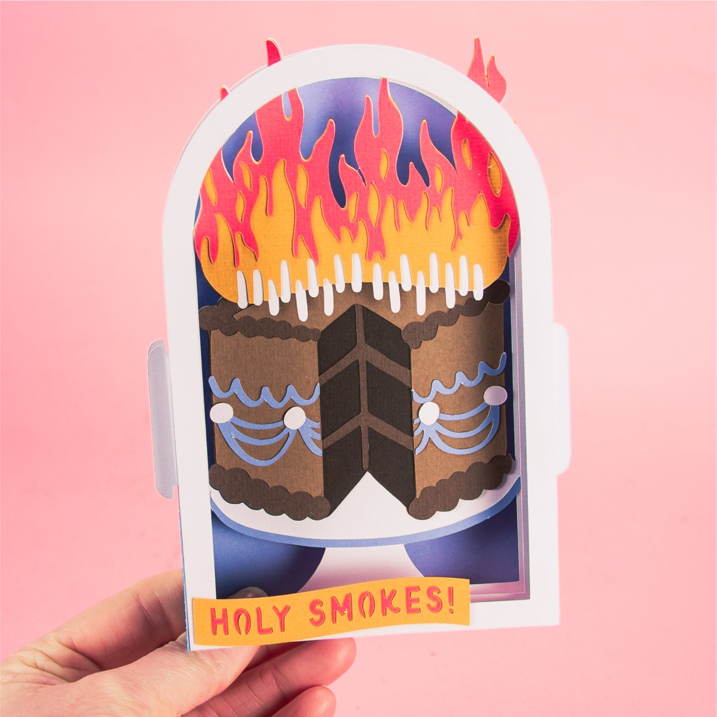 Funny Flaming Birthday Cake Card - 3D Birthday Card SVG