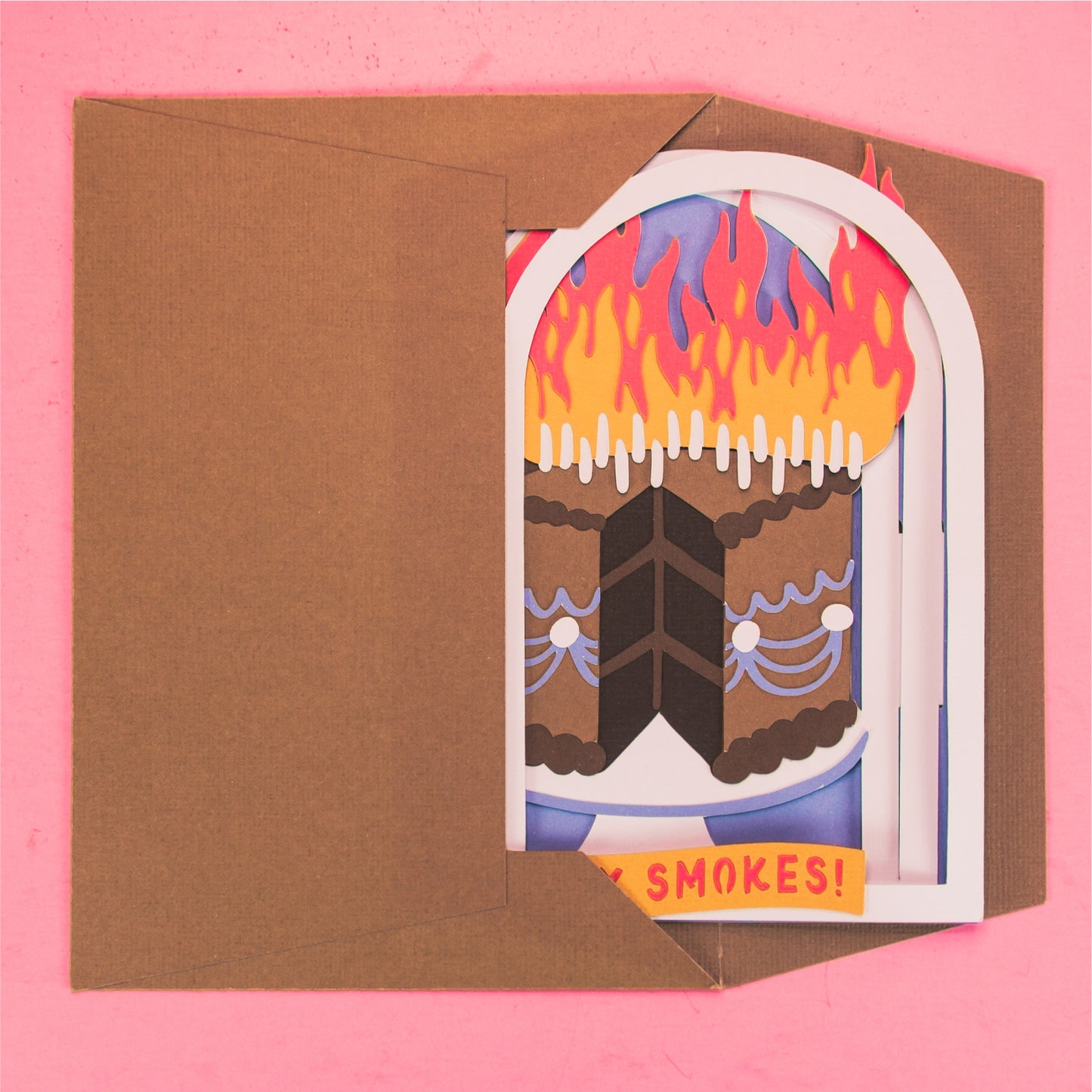 Funny Flaming Birthday Cake Card - 3D Birthday Card SVG