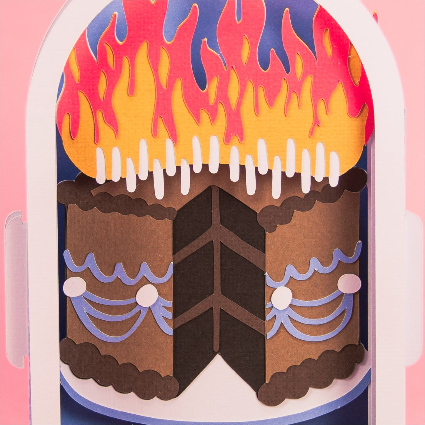 Funny Flaming Birthday Cake Card - 3D Birthday Card SVG