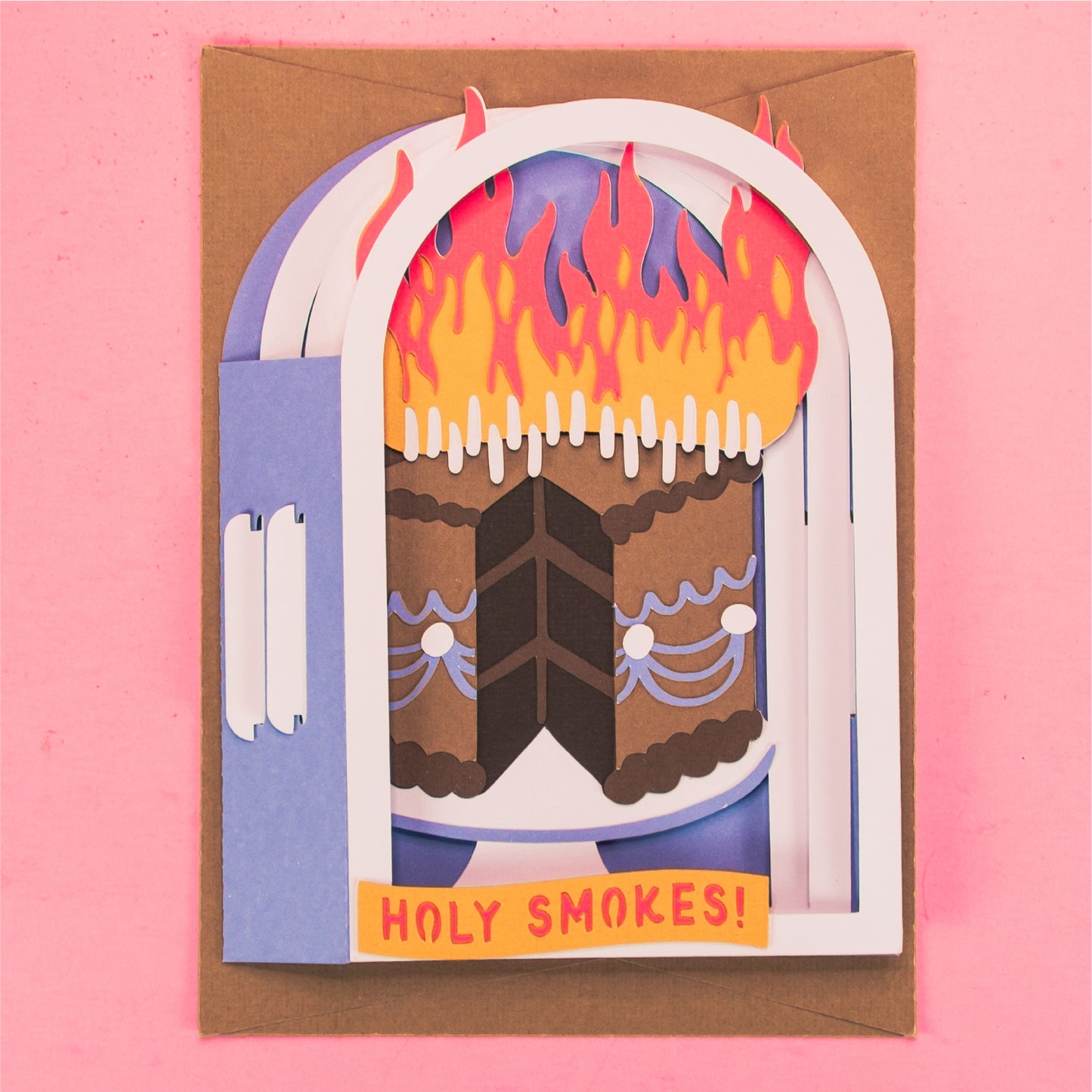 Funny Flaming Birthday Cake Card - 3D Birthday Card SVG