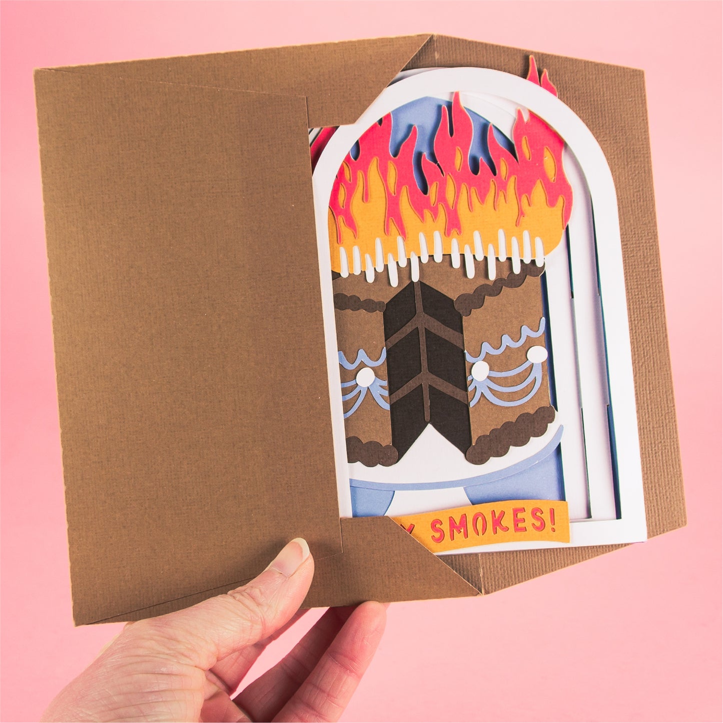 Funny Flaming Birthday Cake Card - 3D Birthday Card SVG