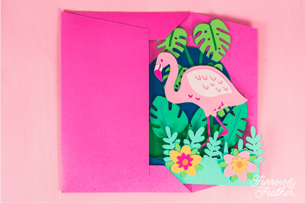 Tropical Flamingo Card SVG - Birthday Card SVG