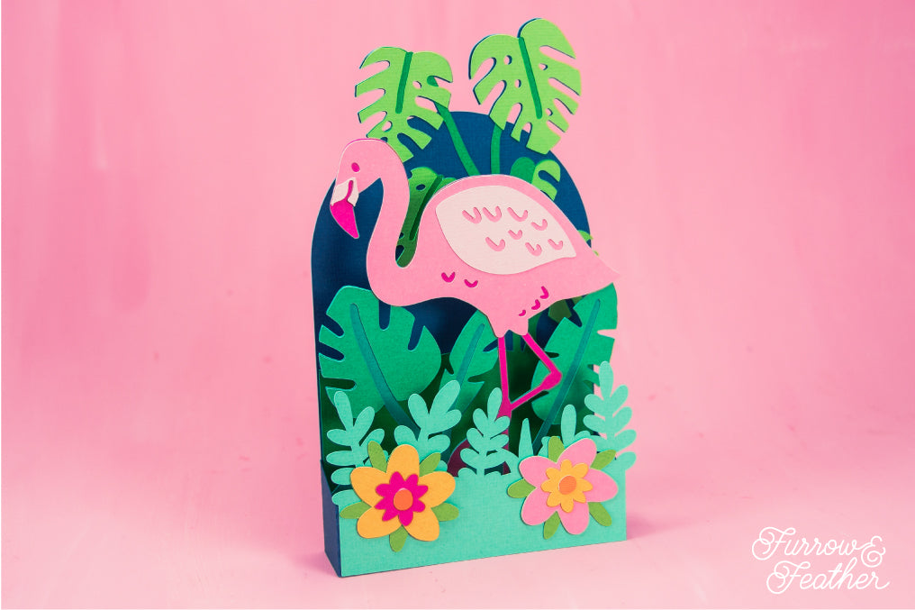 Tropical Flamingo Card SVG - Birthday Card SVG