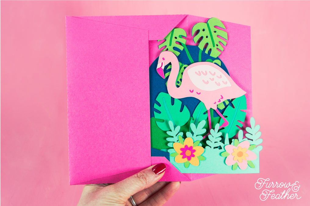 Tropical Flamingo Card SVG - Birthday Card SVG