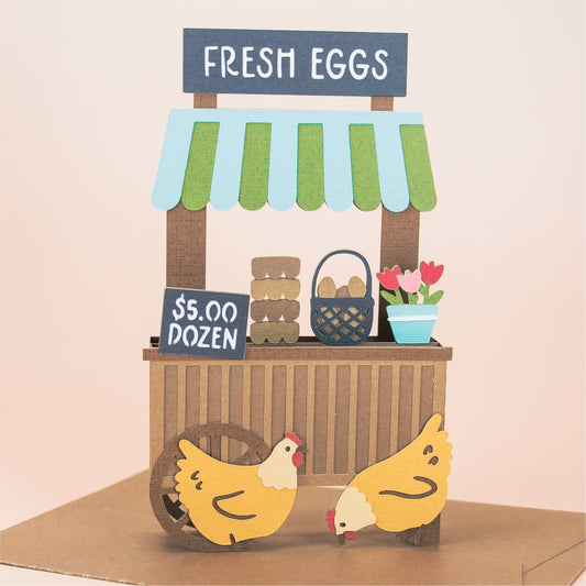 Fresh Eggs Stand Card - Backyard Chicken Card SVG