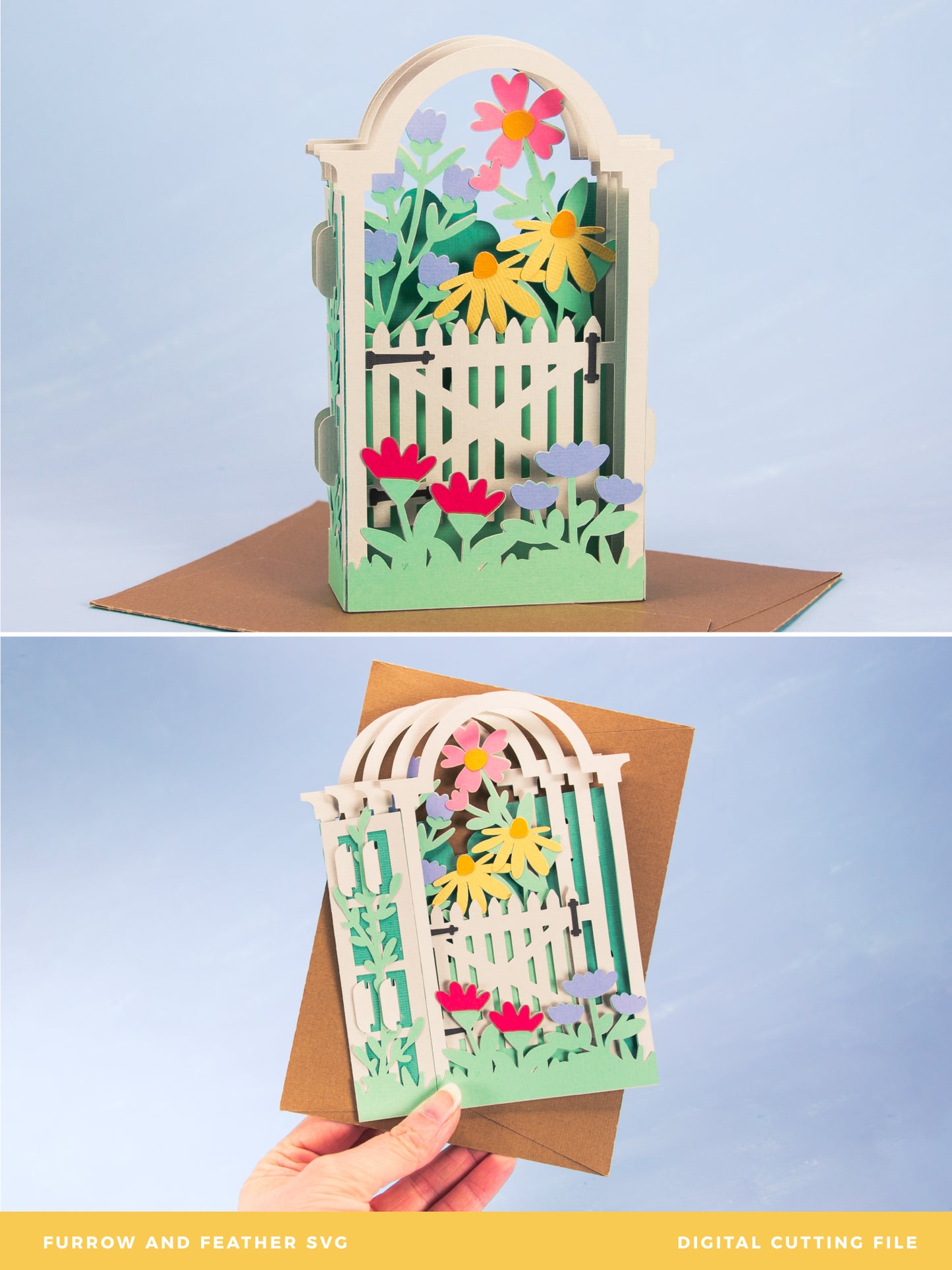 Wildflower Garden Arbor Card - 3D Card SVG