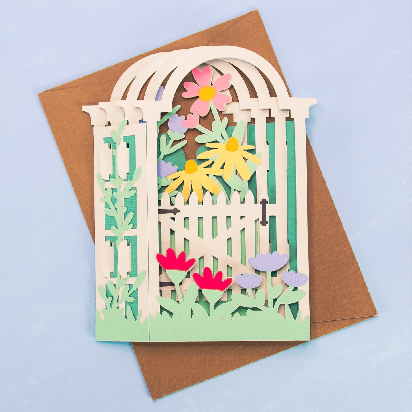 Wildflower Garden Arbor Card - 3D Card SVG